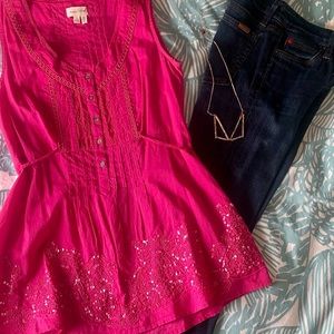 Anthropologie Meadow Rue Pink Tank
